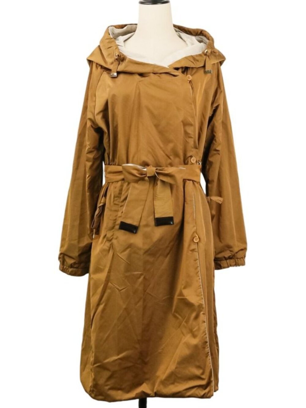Max Mara the Cube Reversible Nylon Hooded Coat 40 Brown Gray